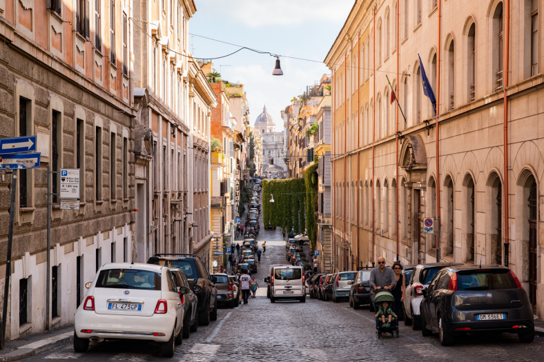 Italian Town with People