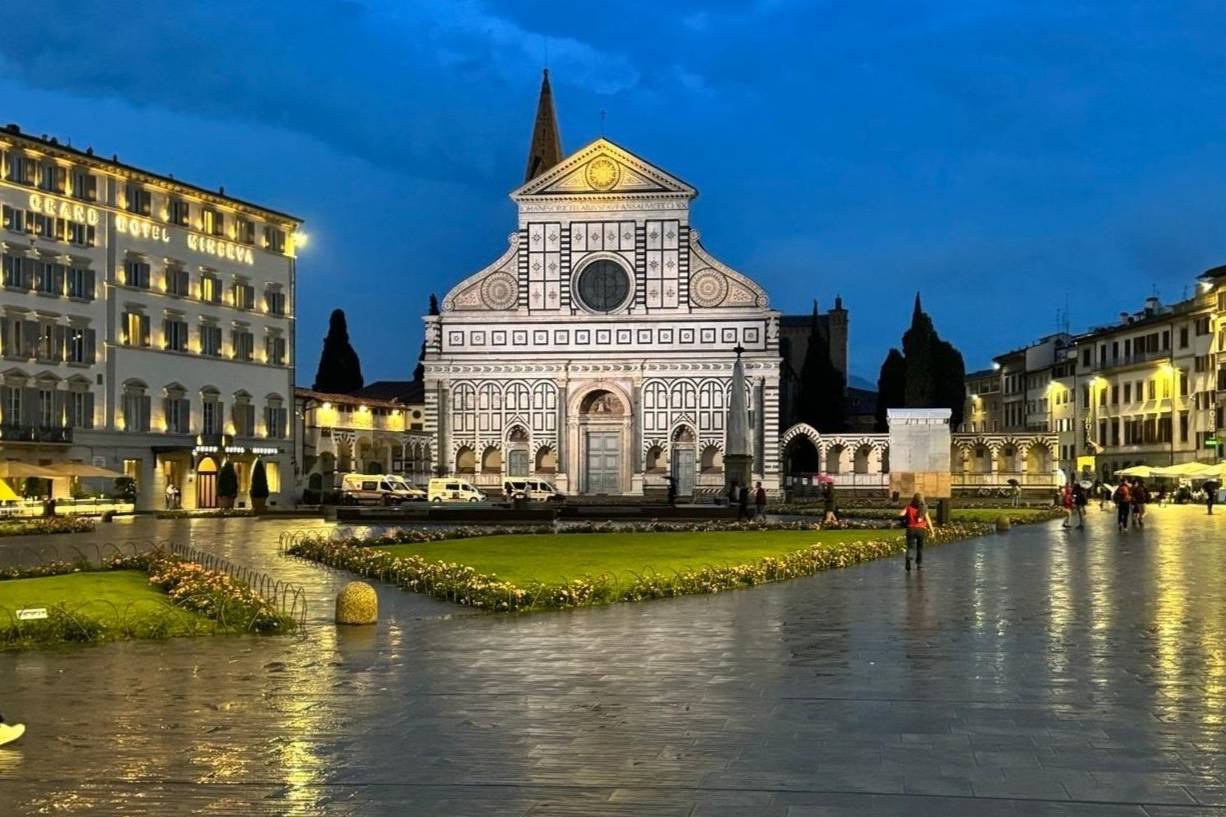 Italian Town with People