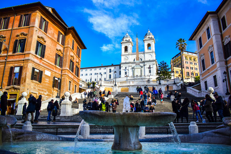 Italian Town with People